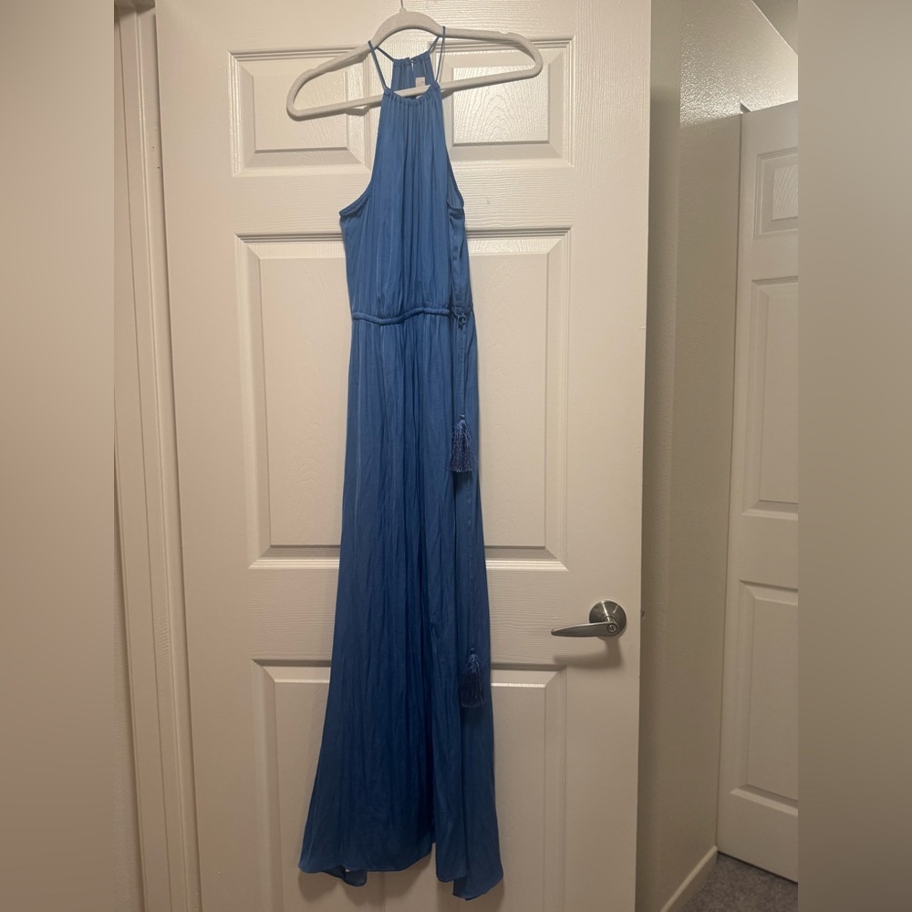 Ann Taylor Loft Tasseled Halter Maxi Dress in Blue - Picture 3 of 11